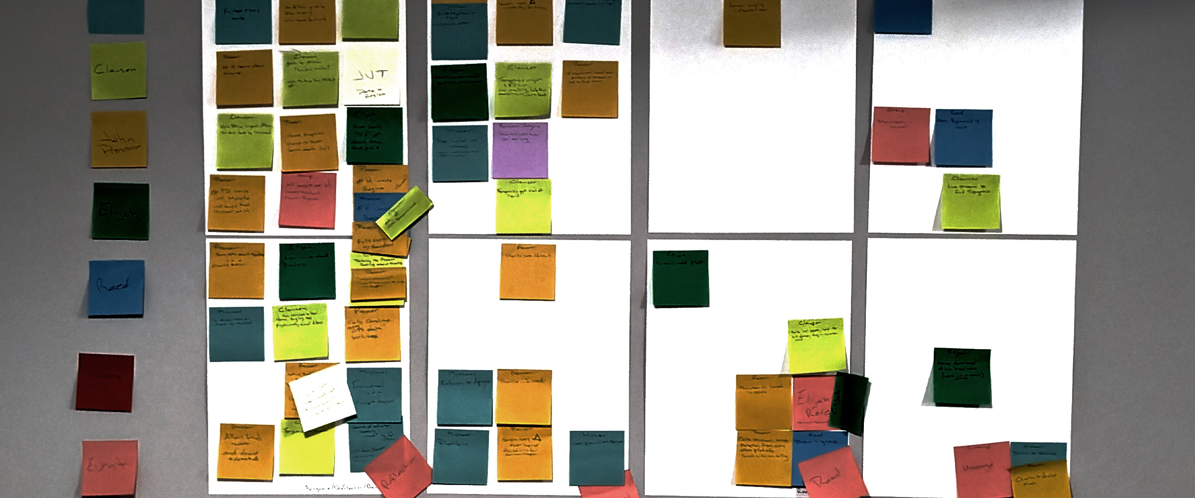 sticky notes outline a book